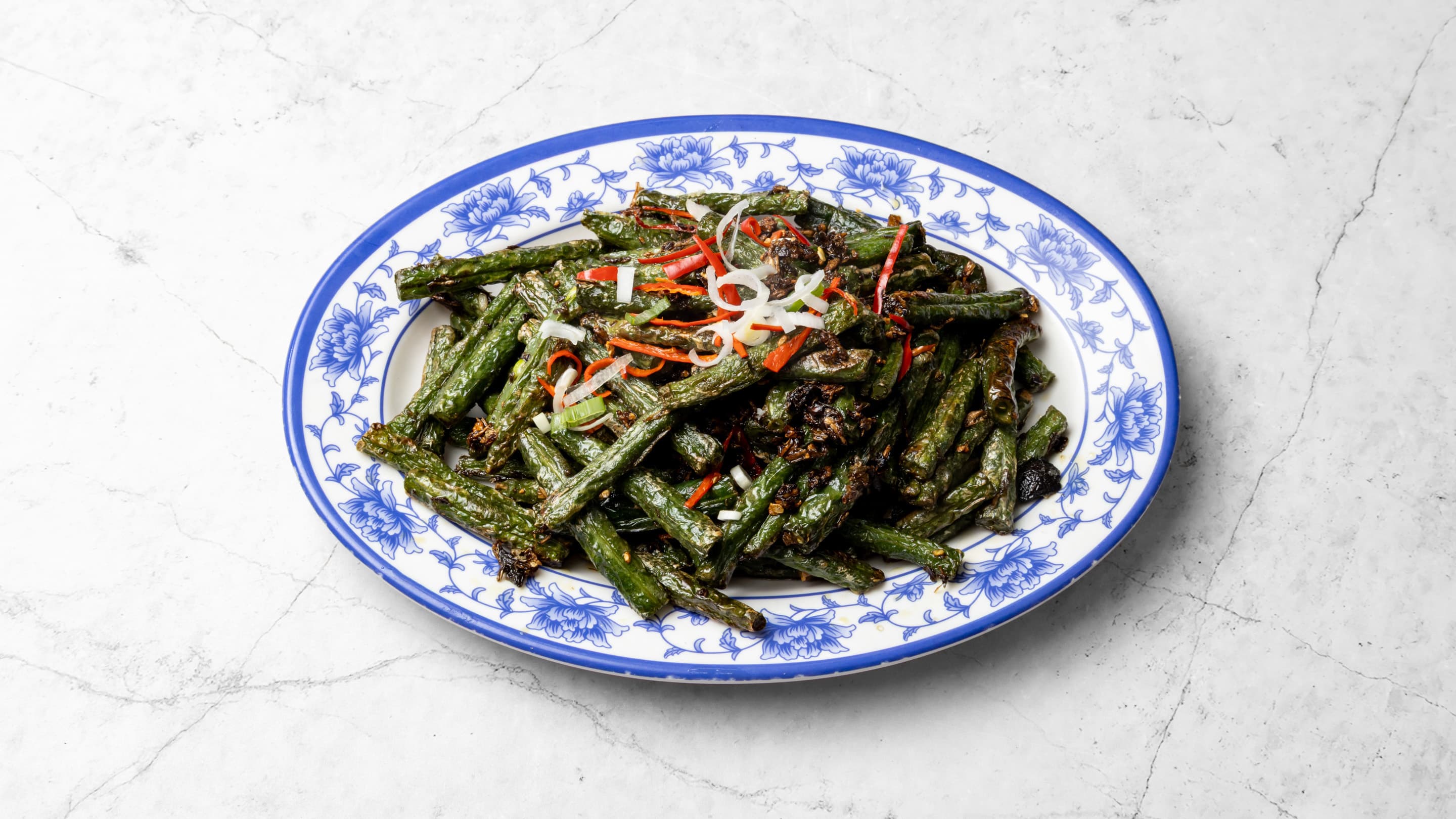 Dry fried green beans from New Wok's Cooking
