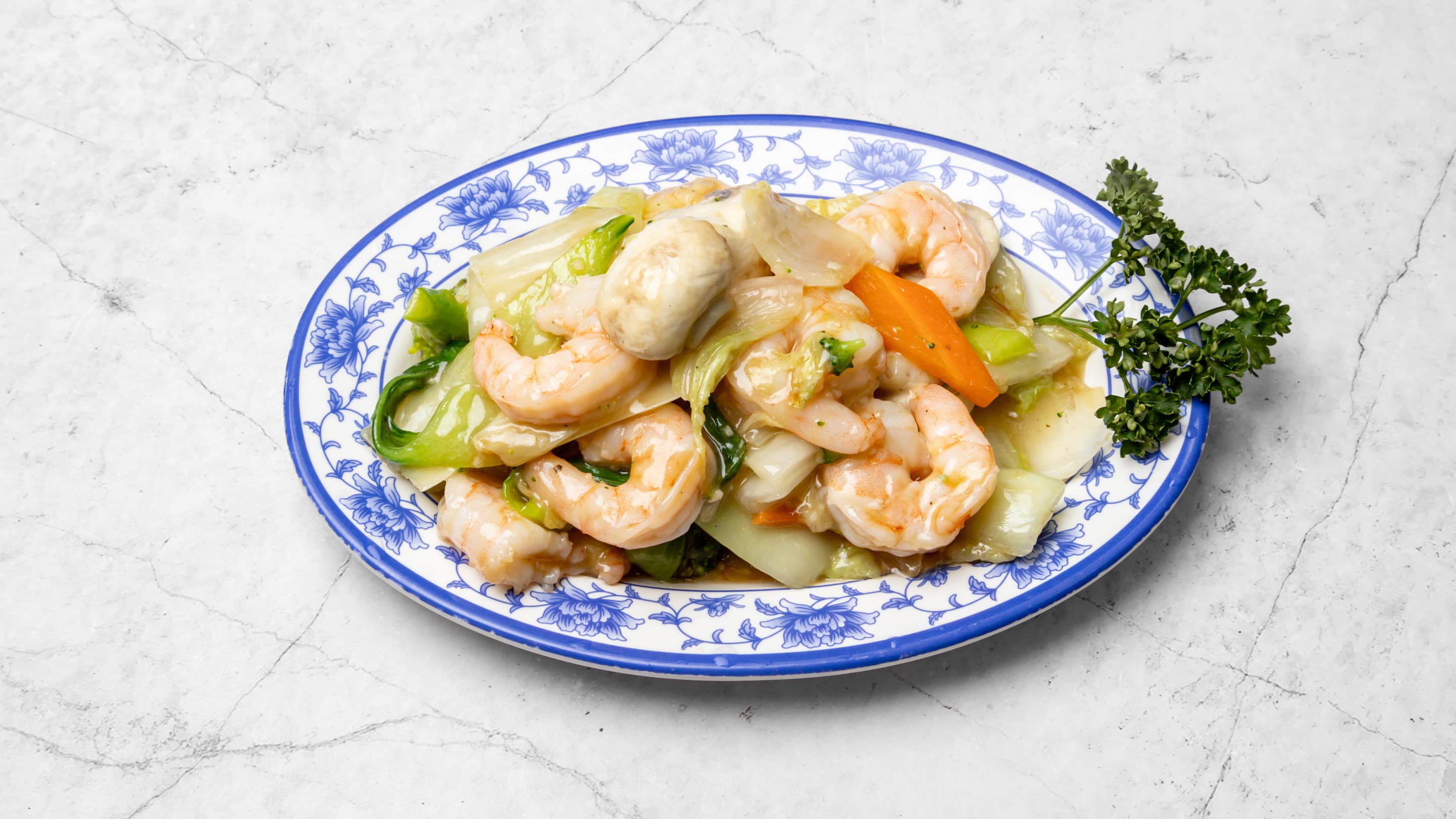 Mixed vegetables with prawn from New Wok's Cooking
