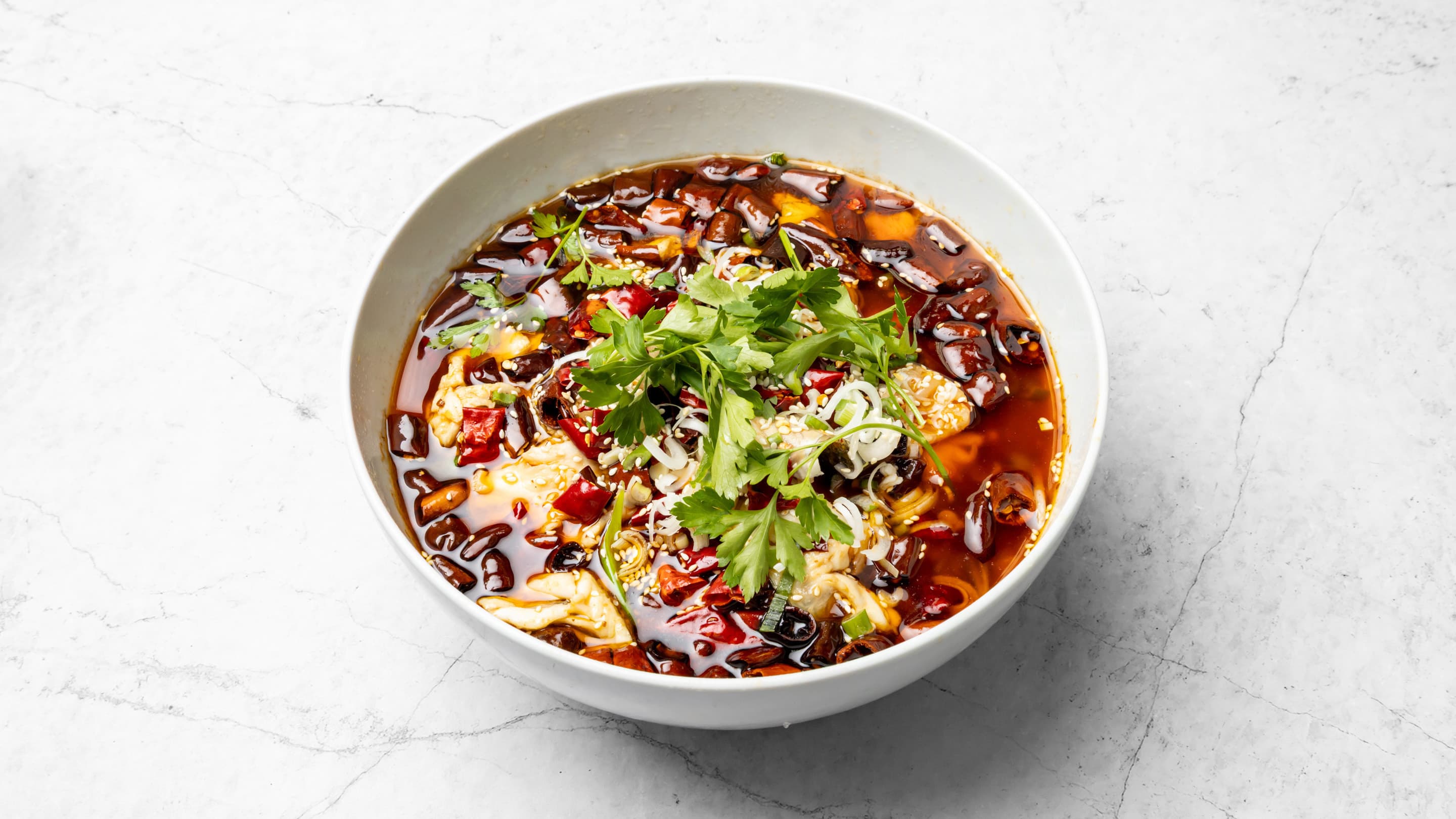 Sliced fish hot chilli pot from New Wok's Cooking