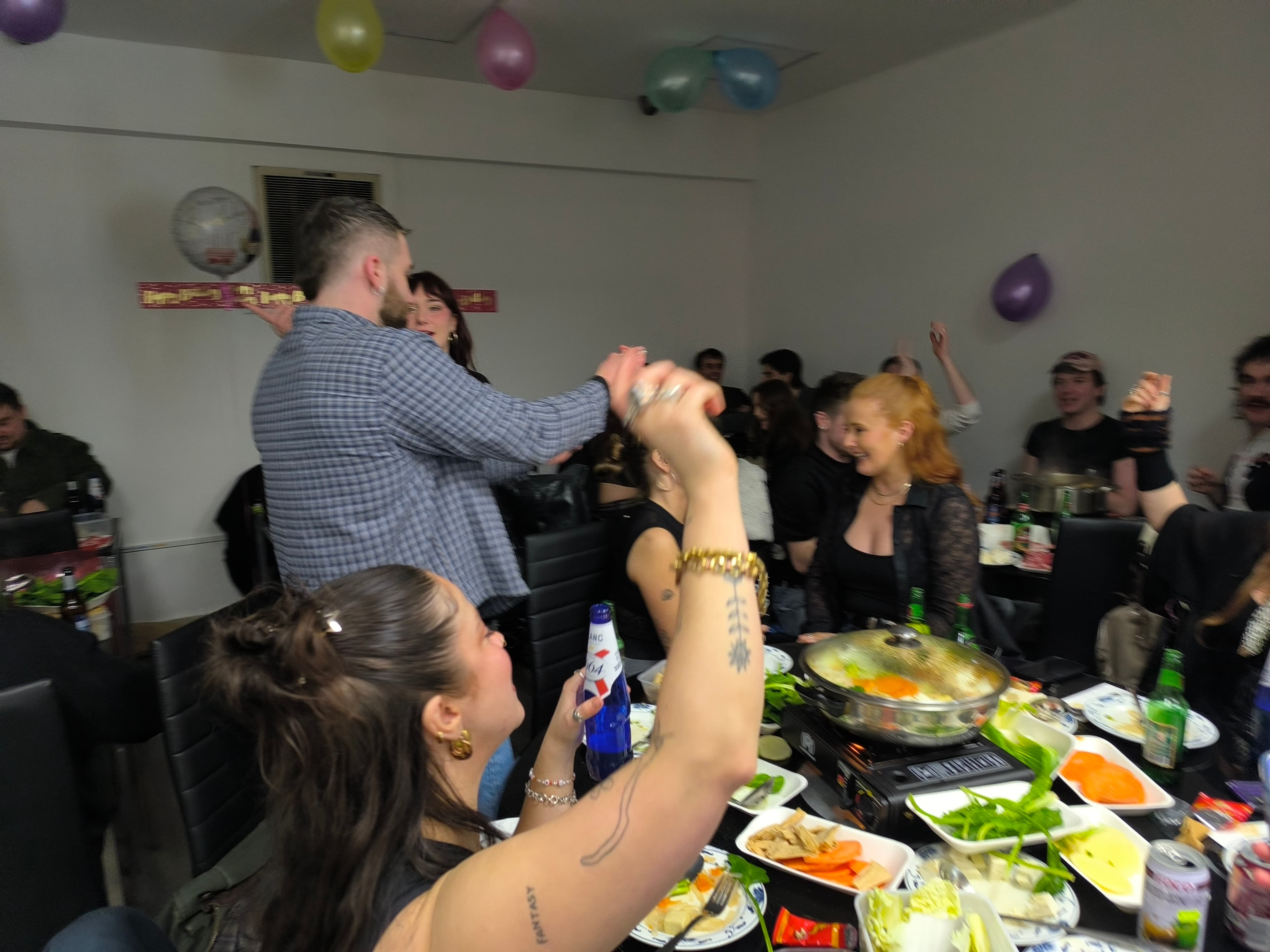Birthday celebration meal inside New Wok's Cooking