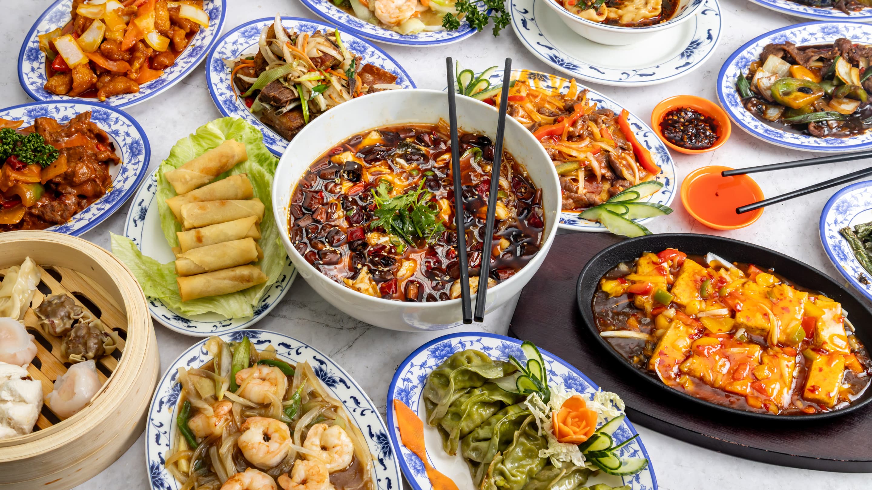 Halal Chinese dishes ready for takeaway at New Wok's Cooking